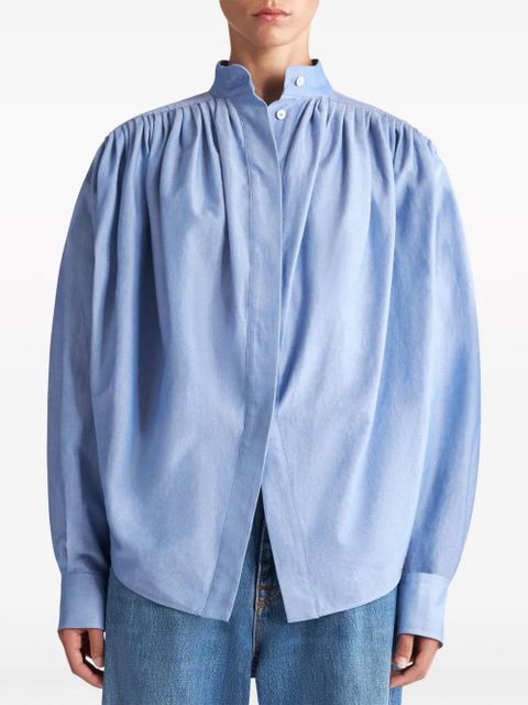 ETRO pleated cotton shirt - Blue - zdjęcie produktu nr 2