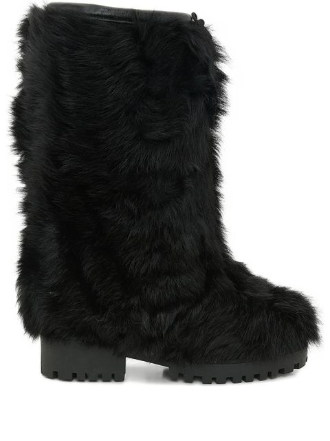 Yves Salomon shearling knee-high boots - Black - zdjęcie produktu nr 1