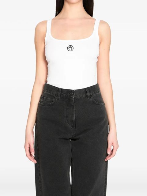 Marine Serre ribbed logo tank top - White