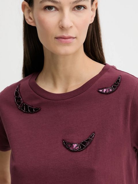 ZADIG&VOLTAIRE t-shirt bawełniany damski kolor bordowy JWTS02821