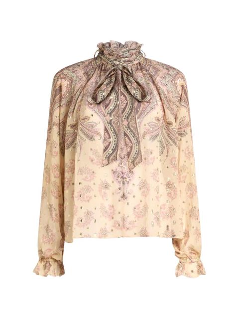 ETRO scarf print silk blouse - Neutrals - zdjęcie produktu nr 1