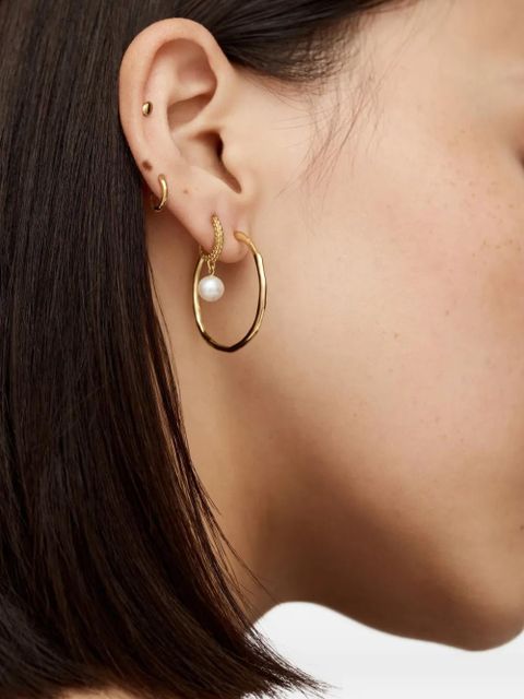 Monica Vinader Heirloom pearl-embellished huggie earrings - Gold