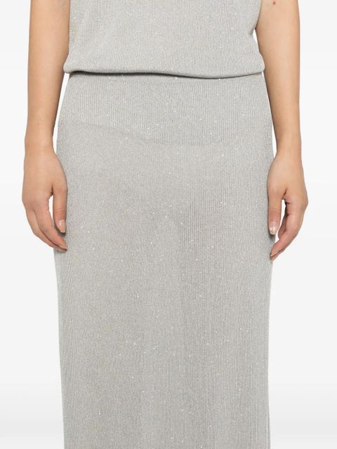 TOM FORD sequin-embellished ribbed skirt - Grey