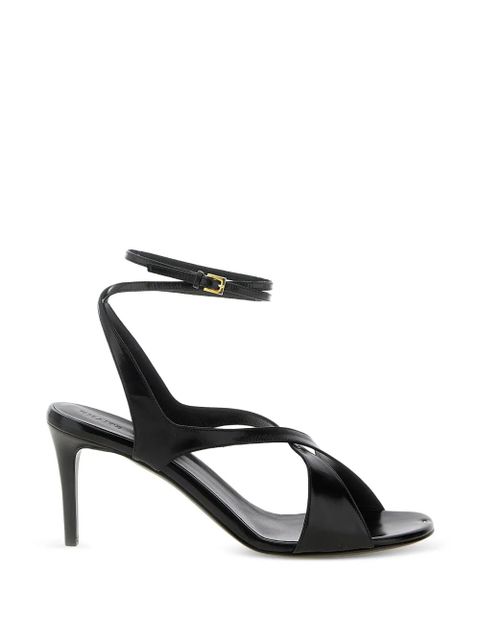 KHAITE enamelled ankle strap liria sandals - Black