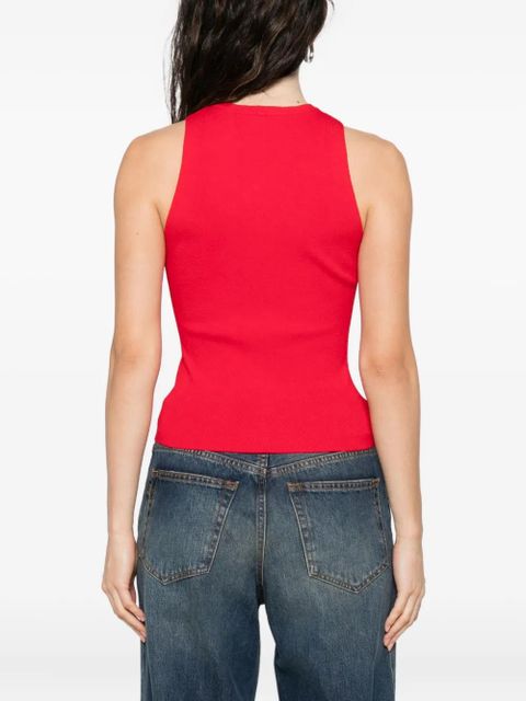 Diesel ribbed logo-detail top - Red