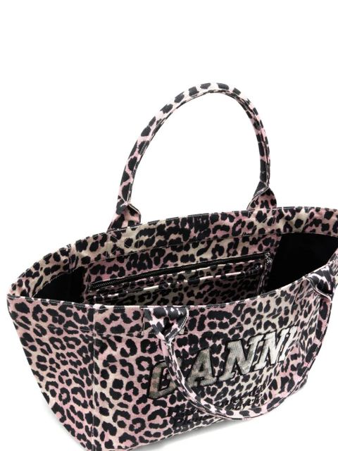 GANNI animal print top handle tote bag - Pink