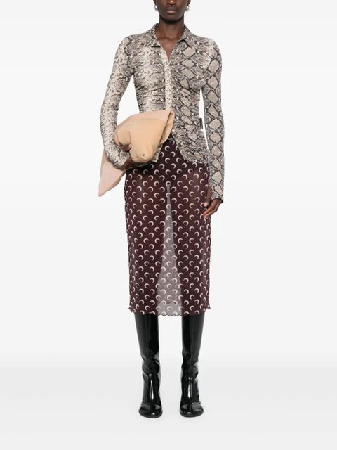 Marine Serre python-print draped blouse - Brown - zdjęcie produktu nr 2