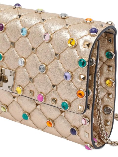 Valentino Garavani Rockstud Spike jewel-embellished pochette - Neutrals