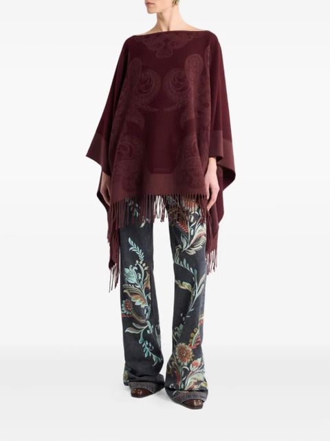 ETRO jacquard-paisley poncho - Red