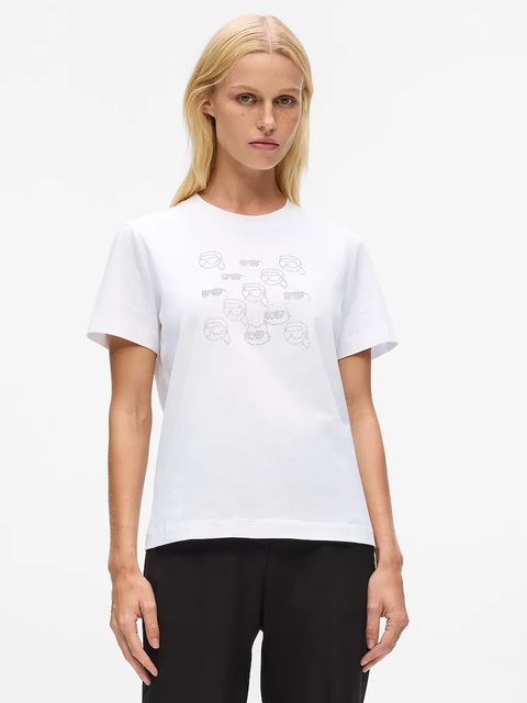 Karl Lagerfeld t-shirt bawełniany IKON damski kolor biały A4W17098 - zdjęcie produktu nr 1