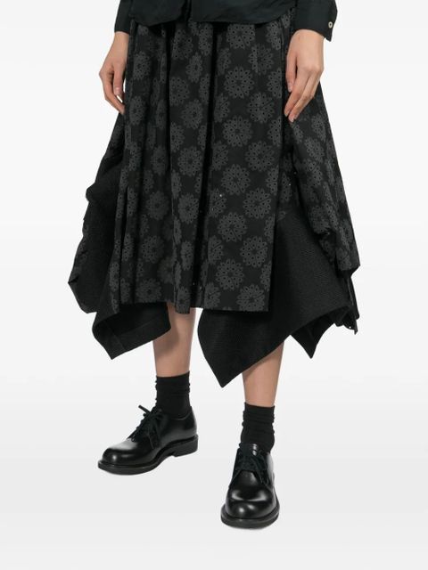 Comme Des Garçons floral asymmetric midi skirt - Black