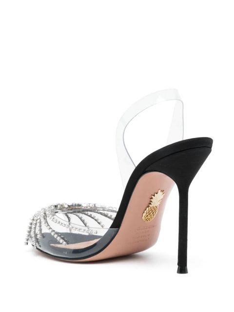 Aquazzura 90mm crystal-embellished slingback sandals - Silver