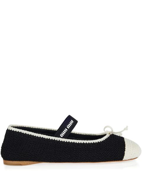 Miu Miu crochet bow ballet flats - Black - zdjęcie produktu nr 2