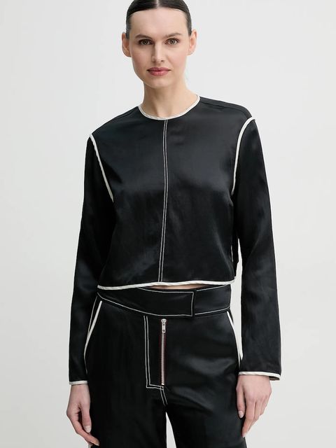 Day Birger et Mikkelsen bluzka z domieszką lnu Baryl damska kolor czarny gładka DAY65243652 - zdjęcie produktu nr 1