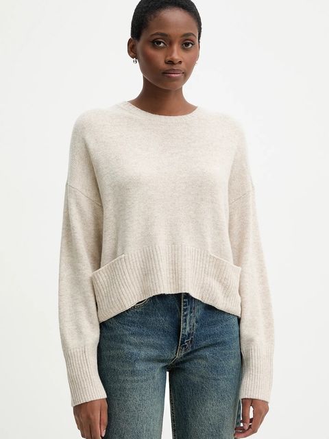 United Colors of Benetton sweter z dodatkiem wełny damski kolor beżowy lekki 126WD10E4 - zdjęcie produktu nr 1