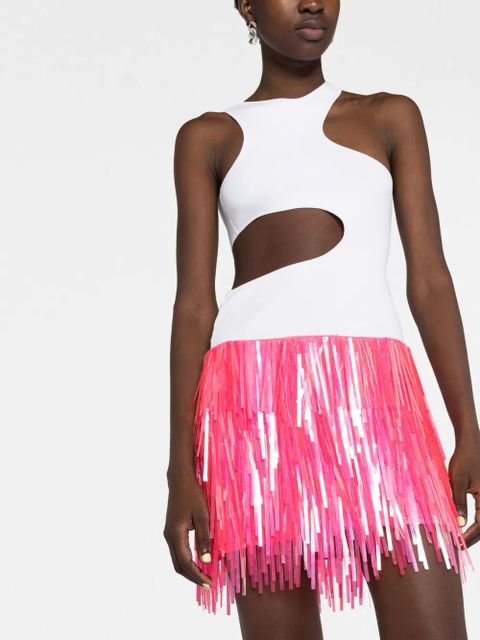 Sportmax fringe-design tiered mini skirt - Pink