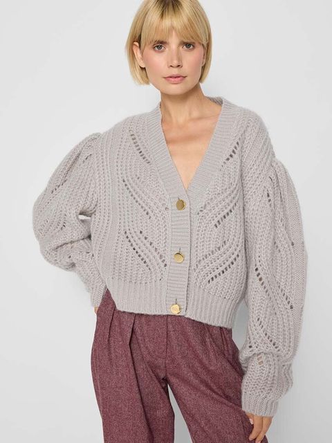 Bizuu kardigan z domieszką wełny CLARA kolor beżowy CLARA.BEZOWY