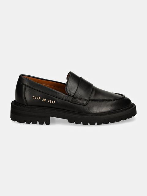 Common Projects mokasyny skórzane Chunky Loafer damskie kolor czarny na platformie 6177