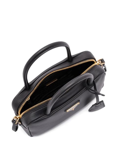 Prada triangle logo-plaque tote bag - Black