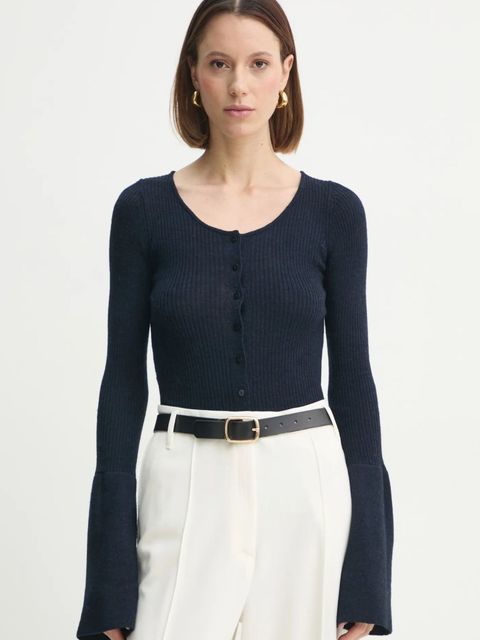 Herskind kardigan wełniany Liw kolor granatowy lekki 5434825