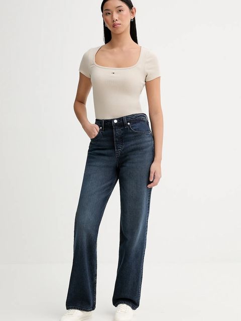 Tommy Jeans t-shirt damski kolor beżowy DW0DW21837