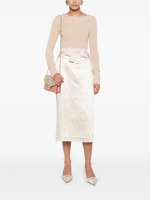 Valentino Garavani lace-trim ribbed top - Neutrals - zdjęcie produktu nr 2