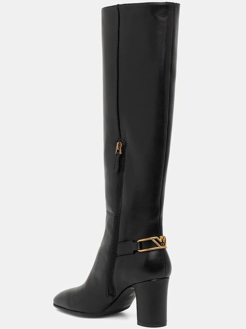 Emporio Armani kozaki skórzane damskie kolor czarny na słupku EW002915 AF14915 UC001