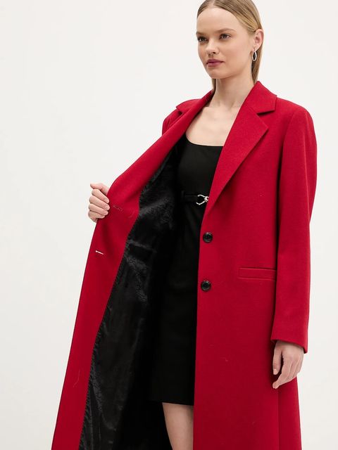 HUGO płaszcz z wełną kolor czerwony 50547691