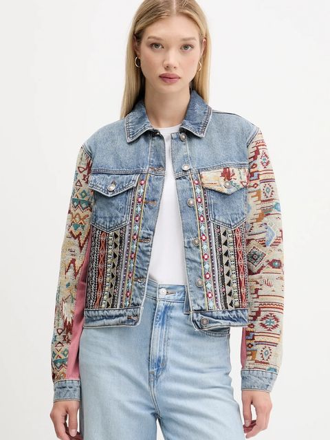 Desigual kurtka jeansowa BOHO kolor niebieski przejściowa 25WWED10 - zdjęcie produktu nr 1