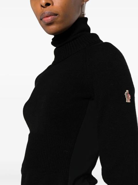 Moncler Grenoble logo-appliqué roll-neck jumper - Black