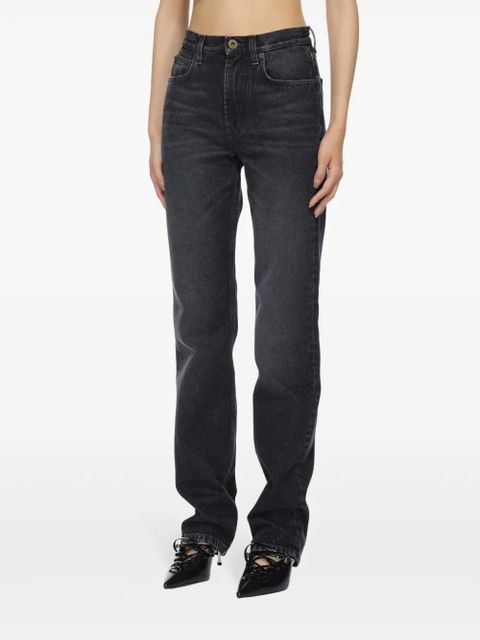 Jean Paul Gaultier logo-patch high-waist straight-leg jeans - Black - zdjęcie produktu nr 2