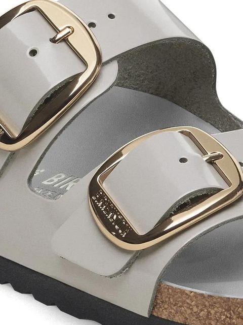 Birkenstock klapki skórzane Arizona Big Buckle damskie kolor szary 1029391