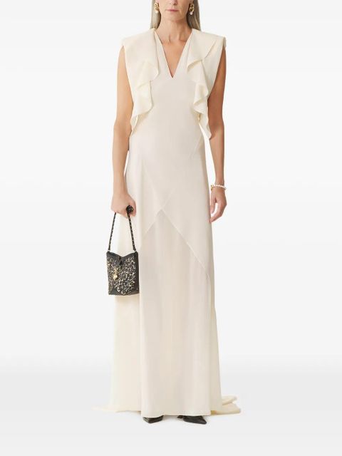 Lanvin ruffled V-neck maxi dress - Neutrals - zdjęcie produktu nr 2