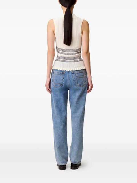 Claudie Pierlot striped V-neck polo top - Neutrals