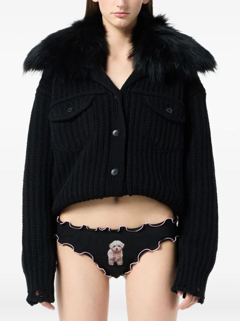 Blumarine ruffled puppy-print briefs - Black