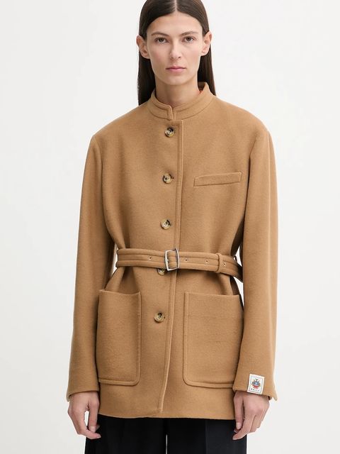 Bally płaszcz z dodatkiem wełny kolor beżowy WOU07G - zdjęcie produktu nr 1