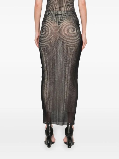Jean Paul Gaultier Spiral mesh maxi skirt - Black