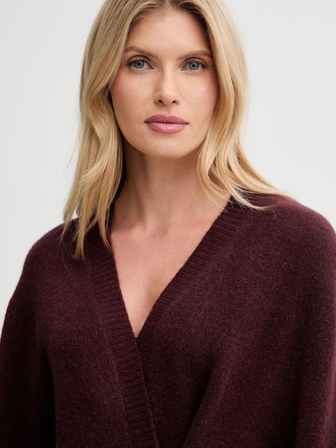 ISABELLE BLANCHE kardigan z dodatkiem wełny damski kolor bordowy IS25FW-M152-F007