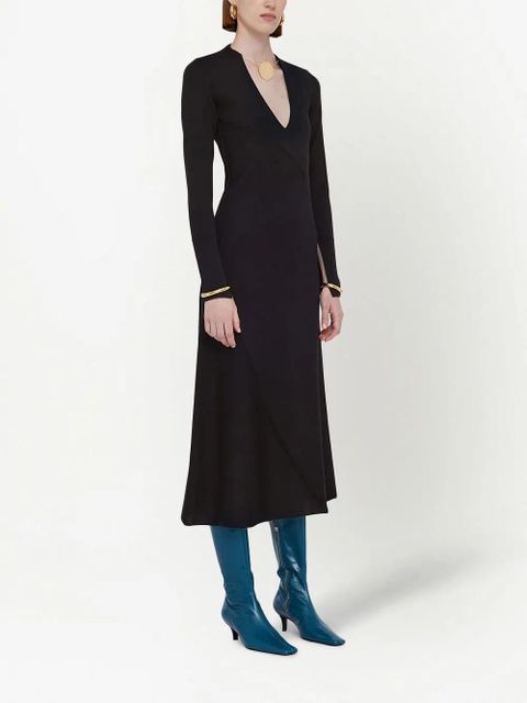 Jil Sander scoop-neck virgin wool midi dress - Black