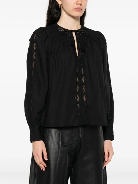Ulla Johnson Kady lace-embroidery long-sleeve blouse - Black