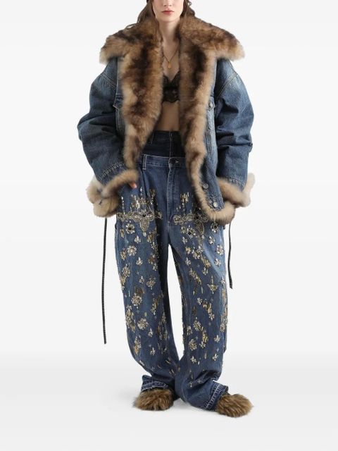 Dolce & Gabbana faux-fur detail denim coat - Blue - zdjęcie produktu nr 2