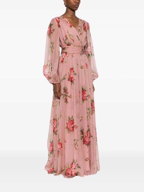 Dolce & Gabbana floral V-neck maxi dress - Pink
