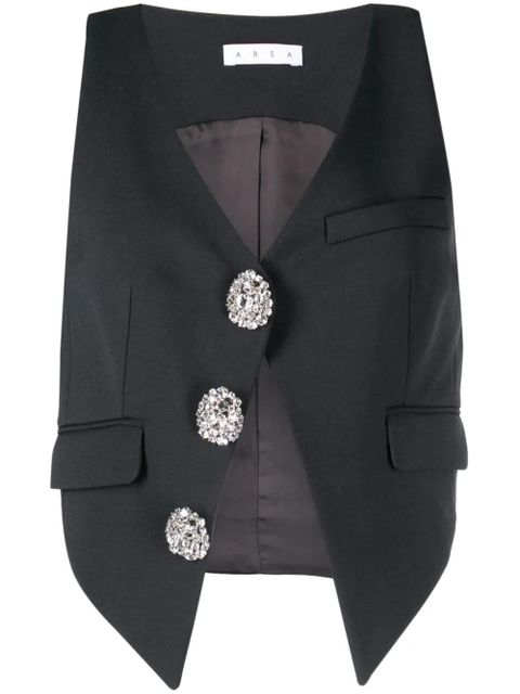 AREA crystal-embellished V-neck top - Black - zdjęcie produktu nr 1