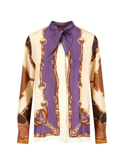 Gucci twill patterned shirt - Neutrals - zdjęcie produktu nr 1