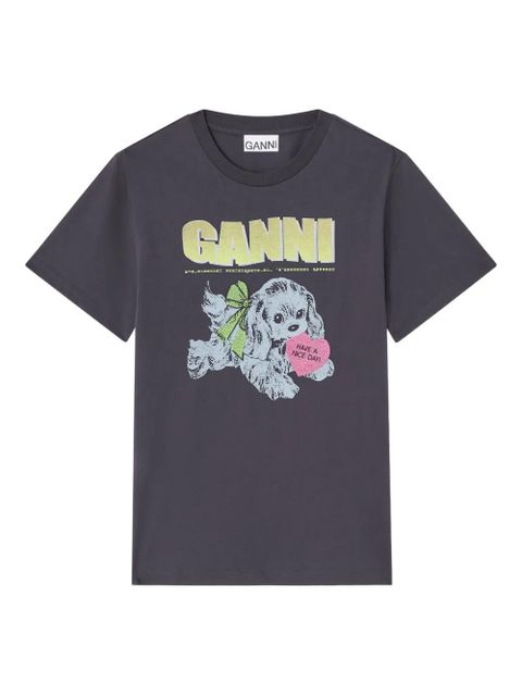 GANNI Puppy dog-print graphic T-shirt - Grey - zdjęcie produktu nr 1
