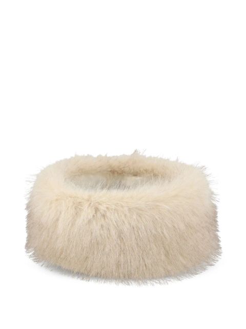 Valentino Garavani faux-fur logo-plaque hat - Neutrals - zdjęcie produktu nr 1