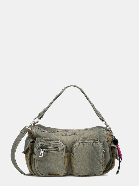 Desigual torebka jeansowa BRAVO HYBRID DENIM HAB kolor zielony 25WAXD03 - zdjęcie produktu nr 1