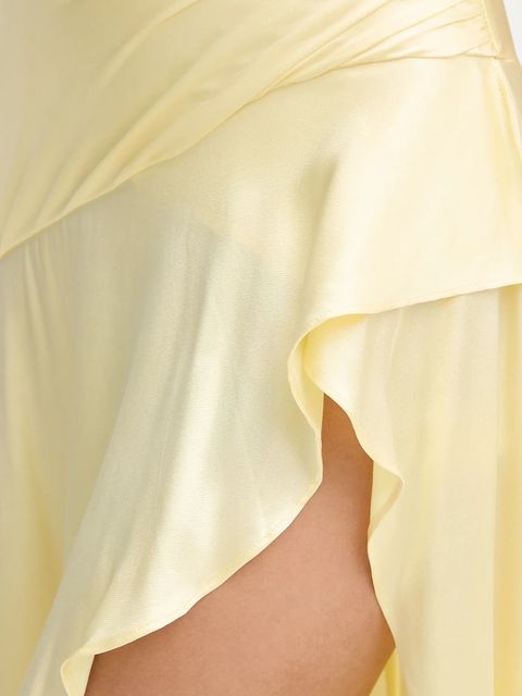 Bardot sukienka kolor żółty maxi rozkloszowana 59266DB