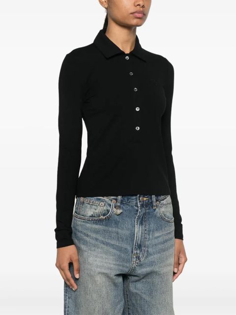 PINKO Love Birds embroidery polo top - Black