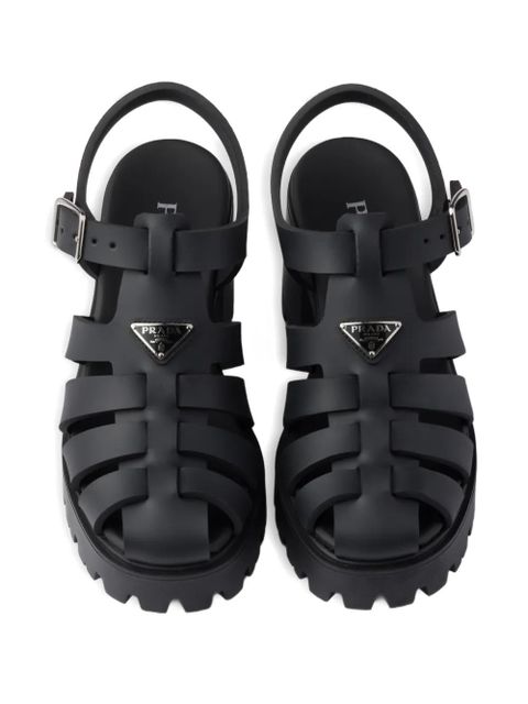 Prada 90mm metal buckle platform sandals - Black